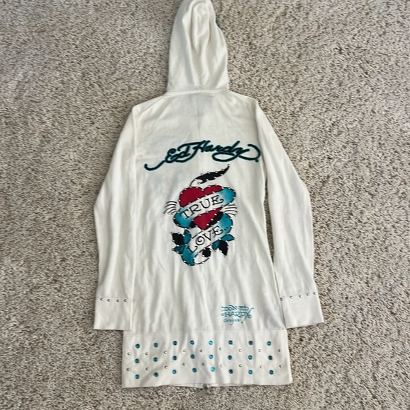 Ed Hardy embellished women’s cotton tunic hooded sweater 100%cotton size small - Picture 5 of 5